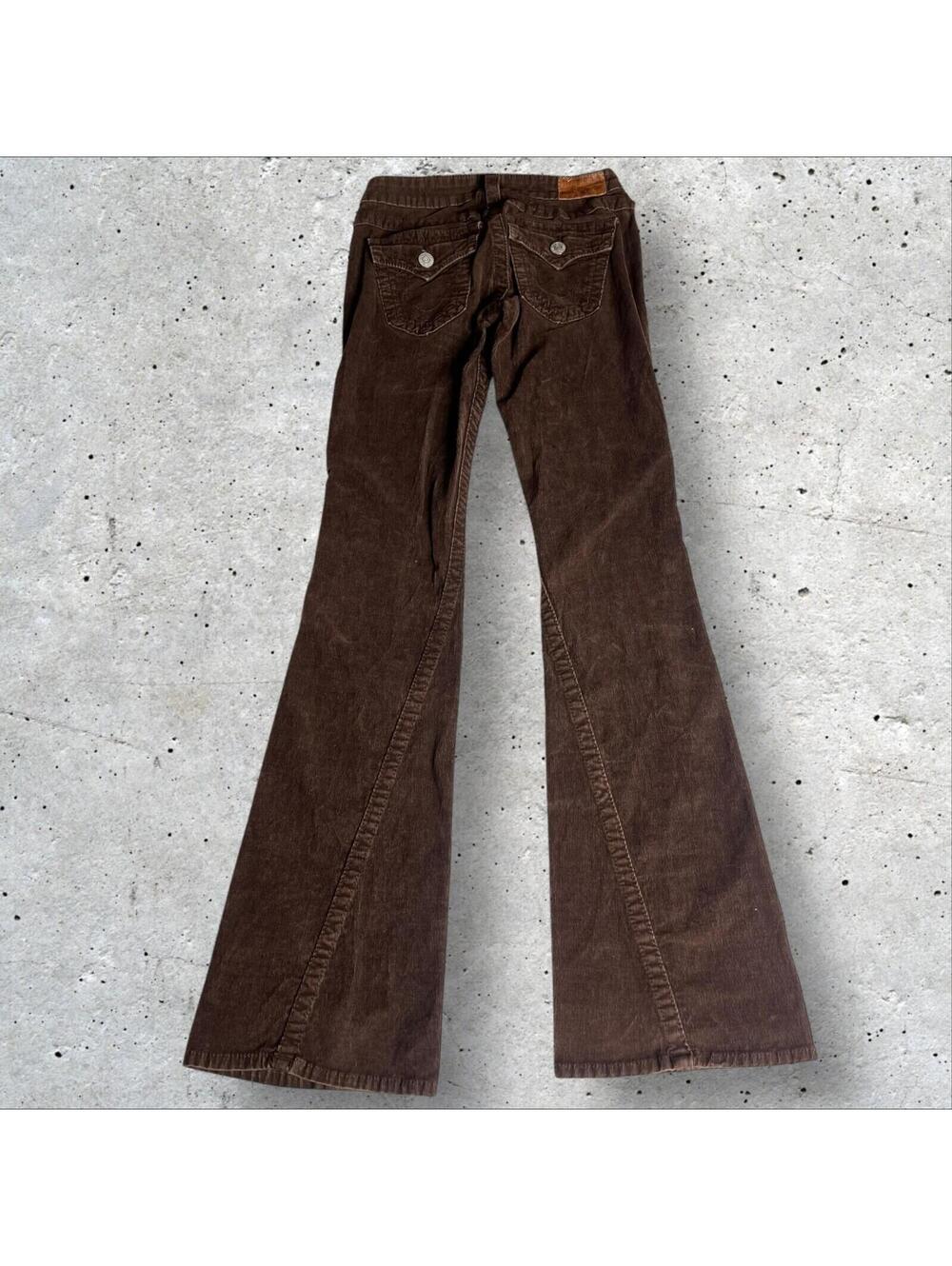 Rare Y2K True Religion Brown corduroy Bell Bottoms Womens Size 25